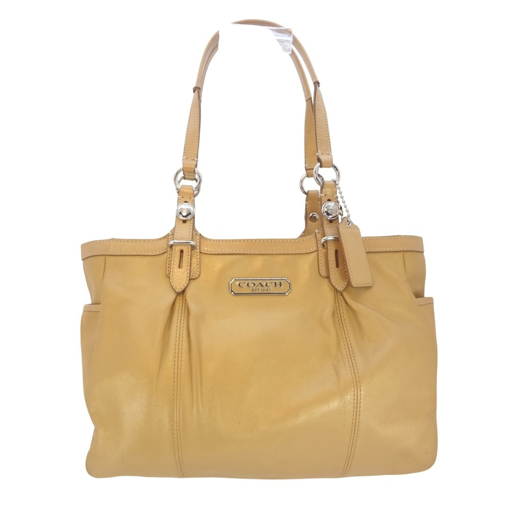 Coach Penelope Tote Bag Large Tan Leather Excellent Silver Hardware COA